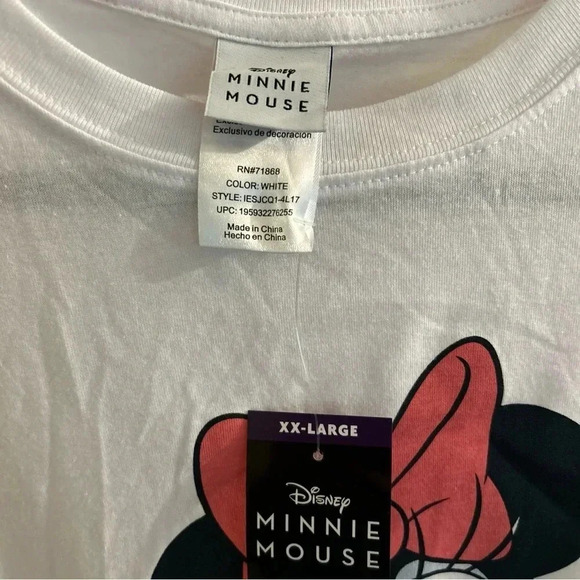 White Minnie mouse T-shirt with embroidered flowers size XXL NWT - Picture 3 of 4